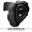 DXM Sports Open Face Boxing Headgear PU Leather Boxing Head Guard for MMA Training Sparring Kickboxing - Black 3 image