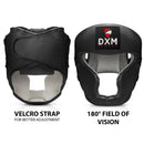 DXM Sports Open Face Boxing Headgear PU Leather Boxing Head Guard for MMA Training Sparring Kickboxing - Matte Black 29 image