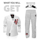 DXM SPORTS Kids Brazilian Jiu Jitsu Gi Shoyoroll Style BJJ Training Suit for Boys & Girls - White 13 image