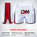 DXM Sports Muay Thai Trunks Thai Boxer Shorts MMA Grappling Kickboxing Cage Fight Short - White & Red 2 image