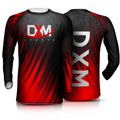 DXM Sports Long Sleeve Rash Guard Compression Shirt - Black/Red