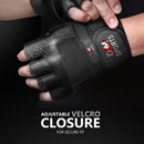 DXM SPORTS Men's Weight Lifting Leather Gloves with Wrist Wrap Support - Black 6 image