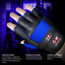 DXM SPORTS Men's Weight Lifting Leather Gloves with Wrist Wrap Support - Blue 12 image