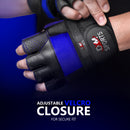 DXM SPORTS Men's Weight Lifting Leather Gloves with Wrist Wrap Support - Blue 14 image