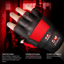DXM SPORTS Men's Weight Lifting Leather Gloves with Wrist Wrap Support - Red 20 image