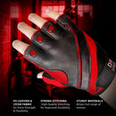 DXM SPORTS Men Weight Lifting Workout Gloves Half Finger Anti-Slip Leather Gloves for Gym, Exercise, Fitness, Cycling, Training, Outdoor Sports - Red 14 image