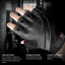 DXM SPORTS Men Weight Lifting Workout Gloves Half Finger Anti-Slip Leather Gloves for Gym, Exercise, Fitness, Cycling, Training, Outdoor Sports - Black 21 image