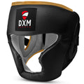 DXM Sports Full-Face Boxing Headgear Black/Golden Premium Sparring Protection