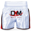 DXM Sports Muay Thai Trunks Thai Boxer Shorts MMA Grappling Kickboxing Cage Fight Short - White & Red 1 image