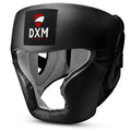 DXM Sports Open Face Boxing Headgear PU Leather Boxing Head Guard for MMA Training Sparring Kickboxing - Black