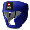 DXM Sports Open Face Boxing Headgear PU Leather Boxing Head Guard for MMA Training Sparring Kickboxing - Blue