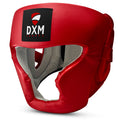 DXM Sports Open Face Boxing Headgear PU Leather Boxing Head Guard for MMA Training Sparring Kickboxing - Red