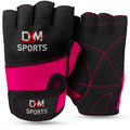 DXM Sports Workout Gloves for Women, Half Finger Padded Weight Lifting Training Fitness Gym Gloves - Pink