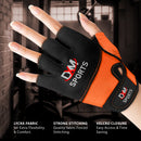 DXM Sports Workout Gloves for Women, Half Finger Padded Weight Lifting Training Fitness Gym Gloves - Orange 16 image
