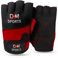 DXM Sports Workout Gloves for Women, Half Finger Padded Weight Lifting Training Fitness Gym Gloves - Red