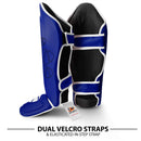 DXM Sports Shin Instep Guards Blue/White For MMA Martial Arts Kicking Sparring Training Gear, BJJ Karate Boxing Taekwondo 4 image